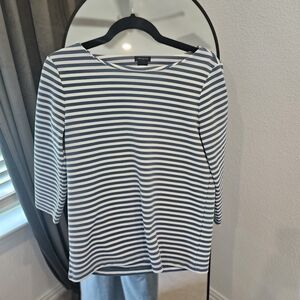 Ann Taylor Striped Navy and White Blouse